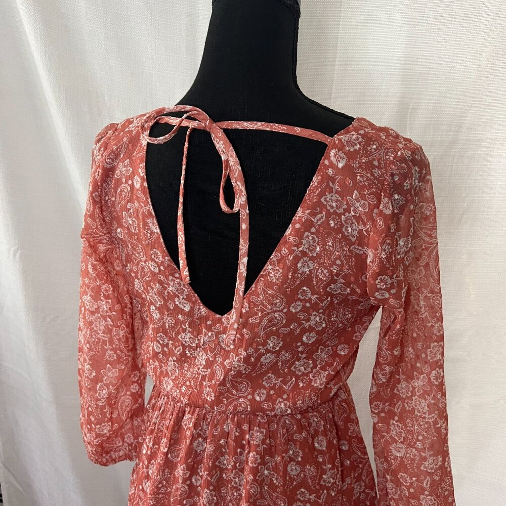 Hollister soft paisley fallboho dress pink super cute small - long sleeve - 0400 - Picture 4 of 4